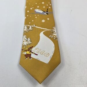 UPS Christmas Novelty Silk Tie Airplane Reindeer “Delivering Holiday Cheer" 62"